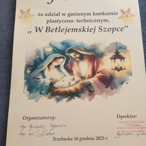 Wyróżnienie w gminnym konkursie plastyczno - technicznym