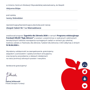 FESTIWAL DLA ZDROWIA – Gra Szkolna na Padlecie